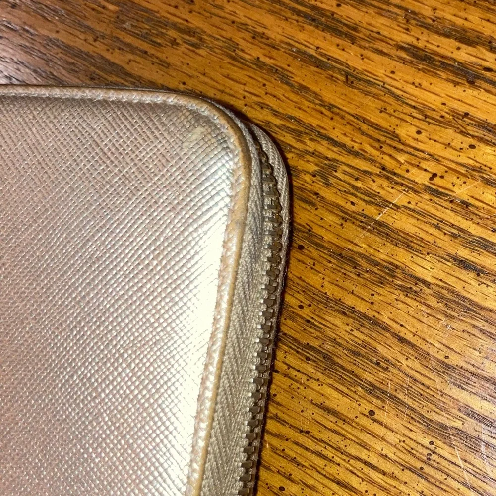 PRADA Vintage Saffiano Leather Zip Around Long Wallet - Gold